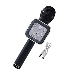 Wireless Bluetooth Karaoke Microphone with LED Lights and USB Charger - Rose