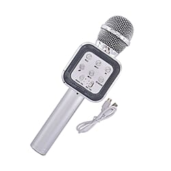 Wireless Bluetooth Karaoke Microphone with LED Lights and USB Charger - Rose