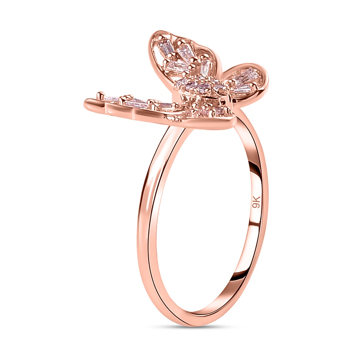 9K Rose Gold SGL Certified Pink Diamond Butterfly Ring 0.20 Ct.