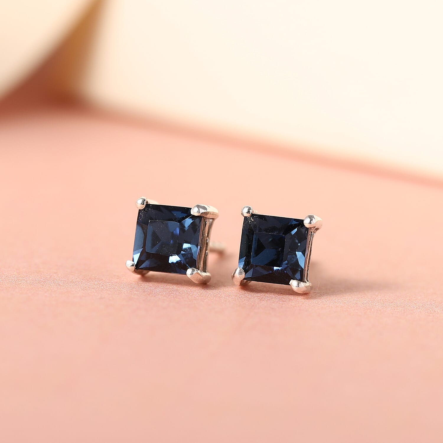 Montana Austrian Crystal Stud Earrings (with Push Back) in Platinum Overlay Sterling Silver