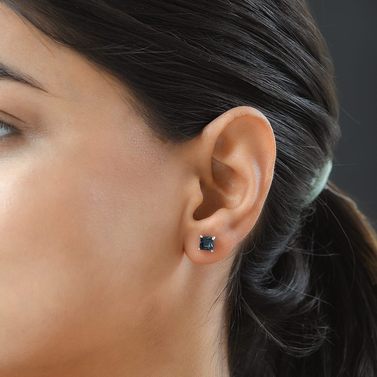 Montana Austrian Crystal Stud Earrings (with Push Back) in Platinum Overlay Sterling Silver