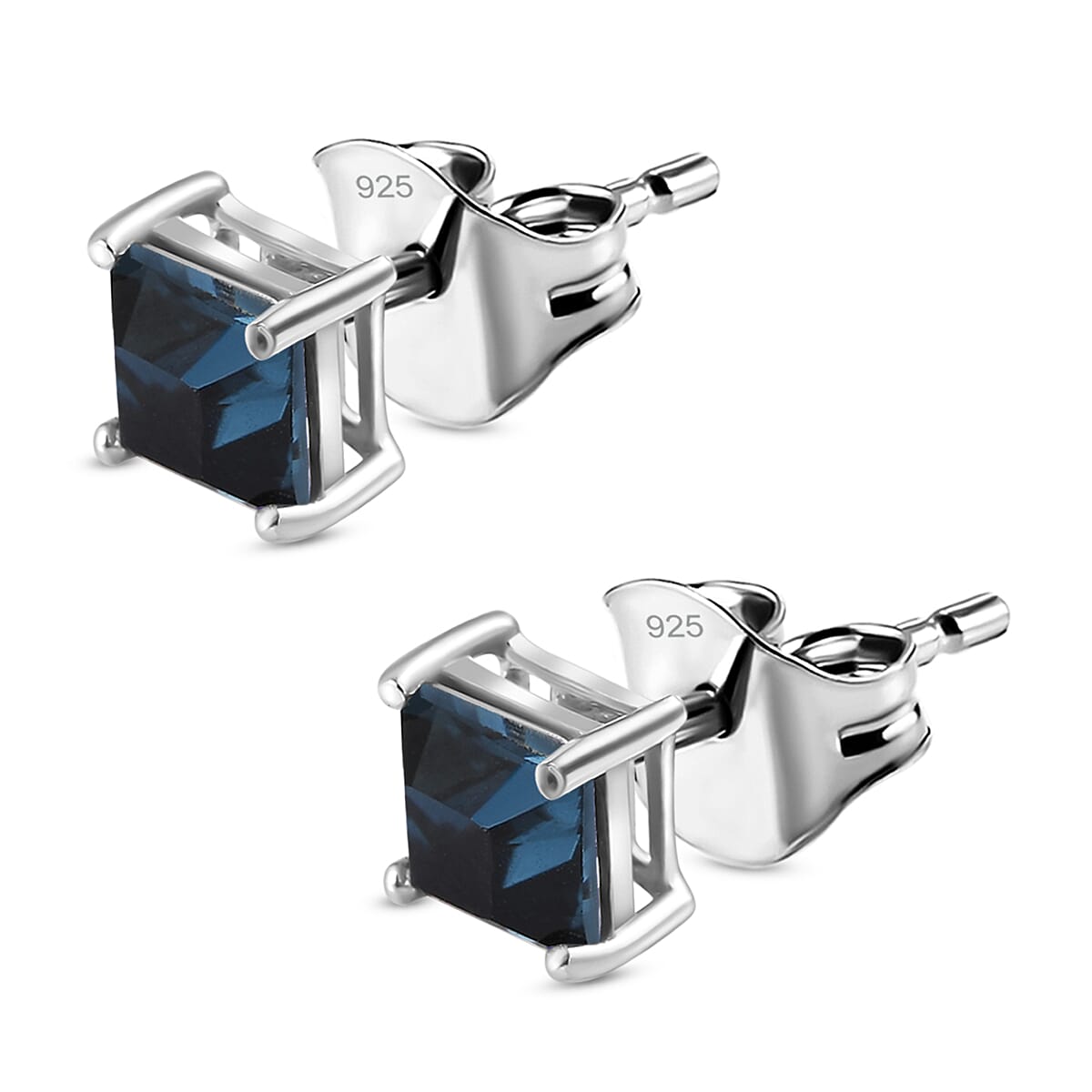 Montana Austrian Crystal Stud Earrings (with Push Back) in Platinum Overlay Sterling Silver