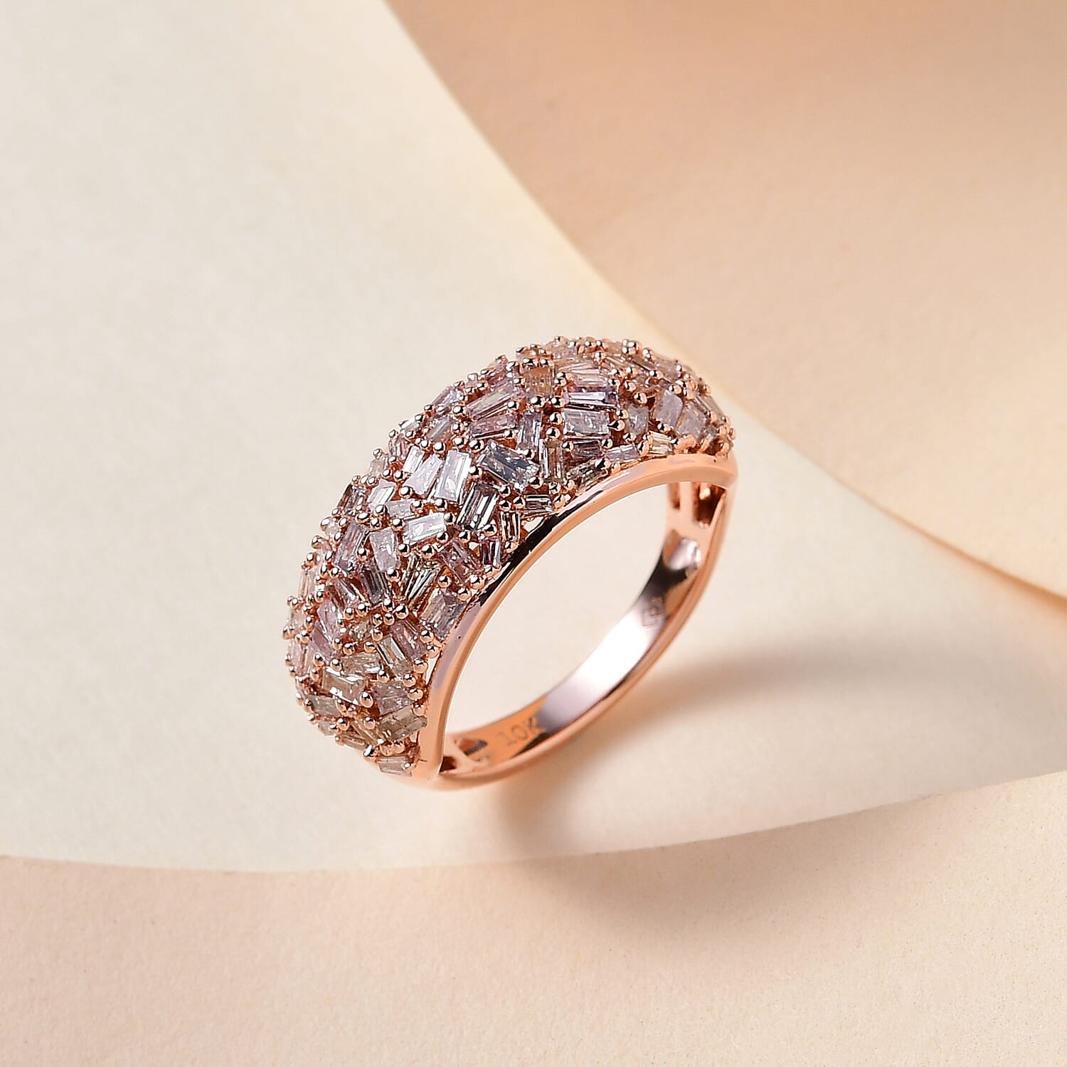 NY Close Out 10K Rose Gold Natural Pink Diamond Ring 1.15 Ct
