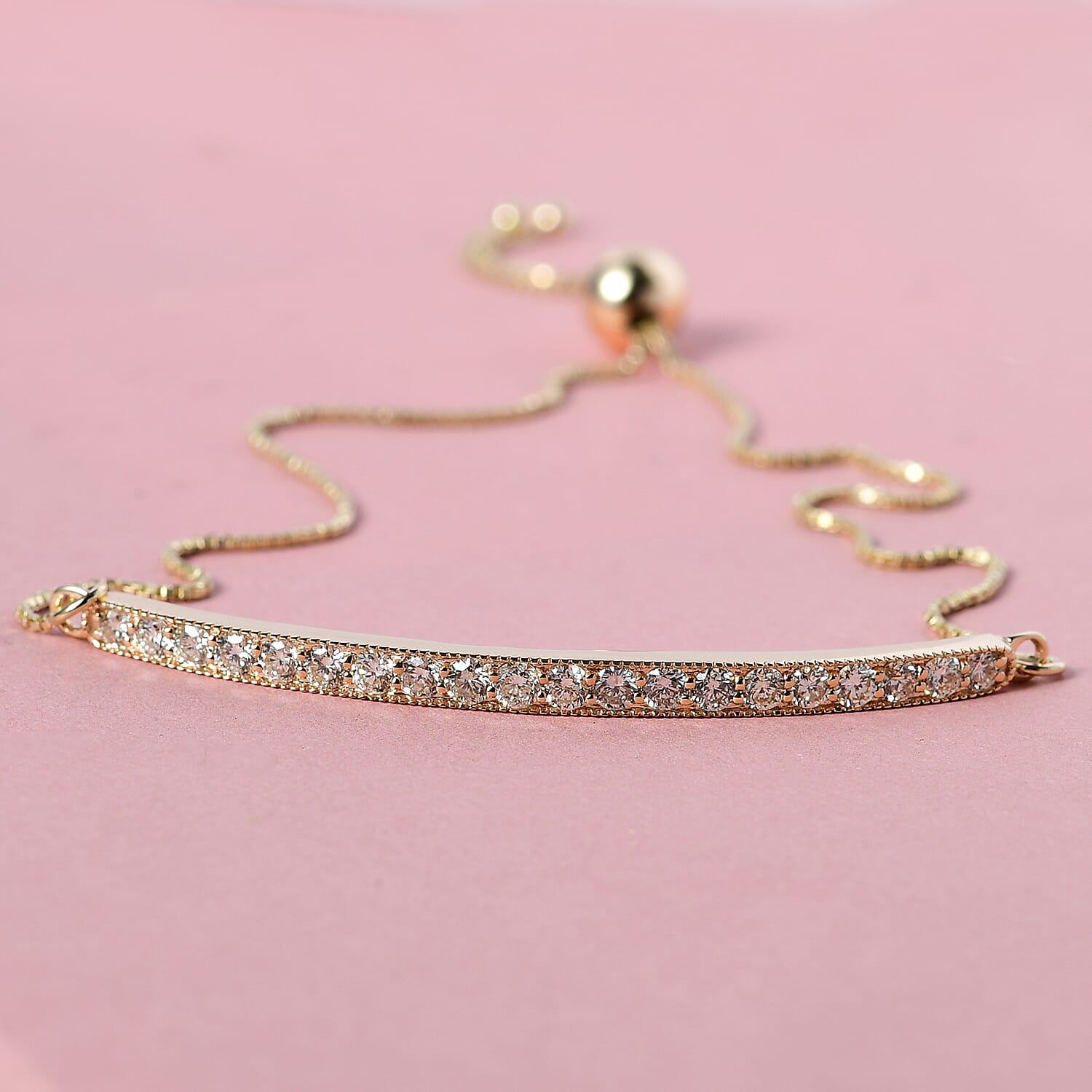 NY Close Out 14K Yellow Gold Natural Yellow Diamond (SI-I1) Bolo Bracelet (Size 6.50-9 Inch Adjustable) 0.85 Ct