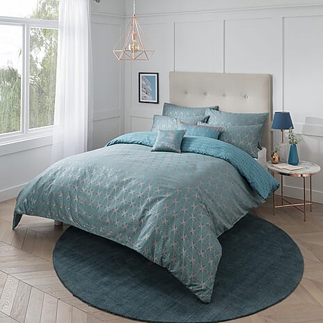 Samantha Faiers Caspia 100% Cotton Duvet Cover with 2 Pillowcases King (Size 230x220 Cm) - Teal