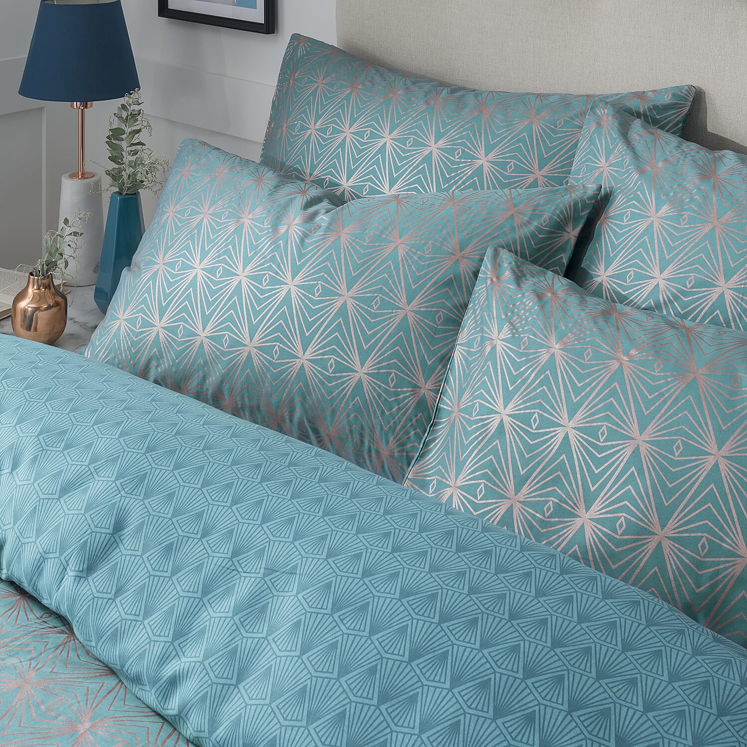 Samantha Faiers Caspia Cotton Duvet Cover Sets King (Size 230x220 Cm) - Teal