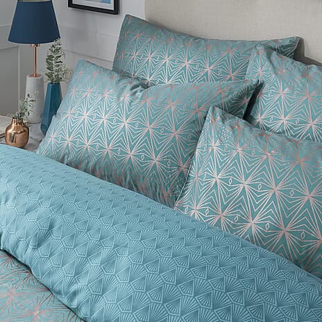Samantha Faiers Caspia 100% Cotton Duvet Cover with 2 Pillowcases King (Size 230x220 Cm) - Teal