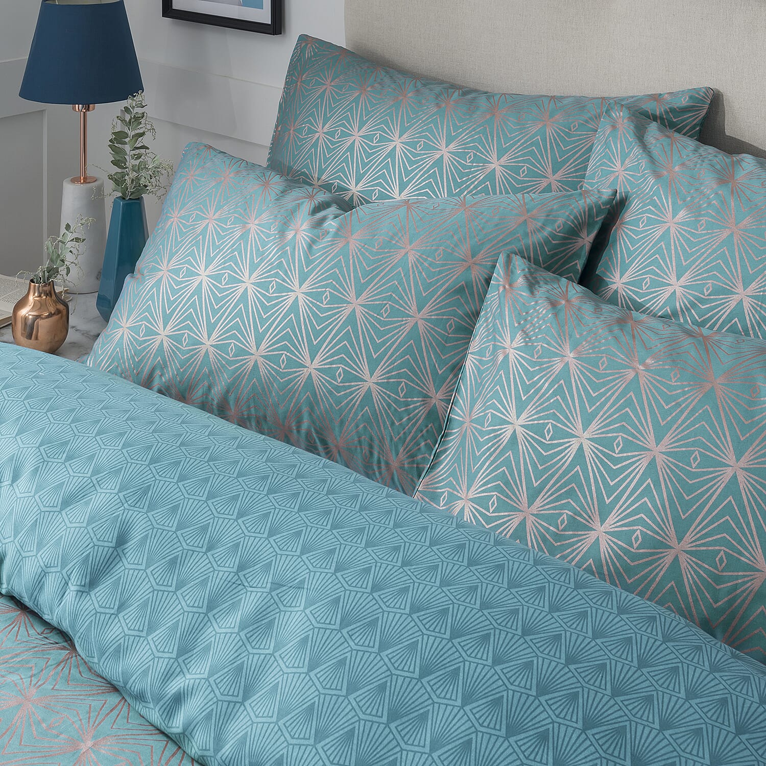 Samantha Faiers Caspia 100% Cotton Duvet Cover Sets Super King (Size 260x220 Cm) - Teal