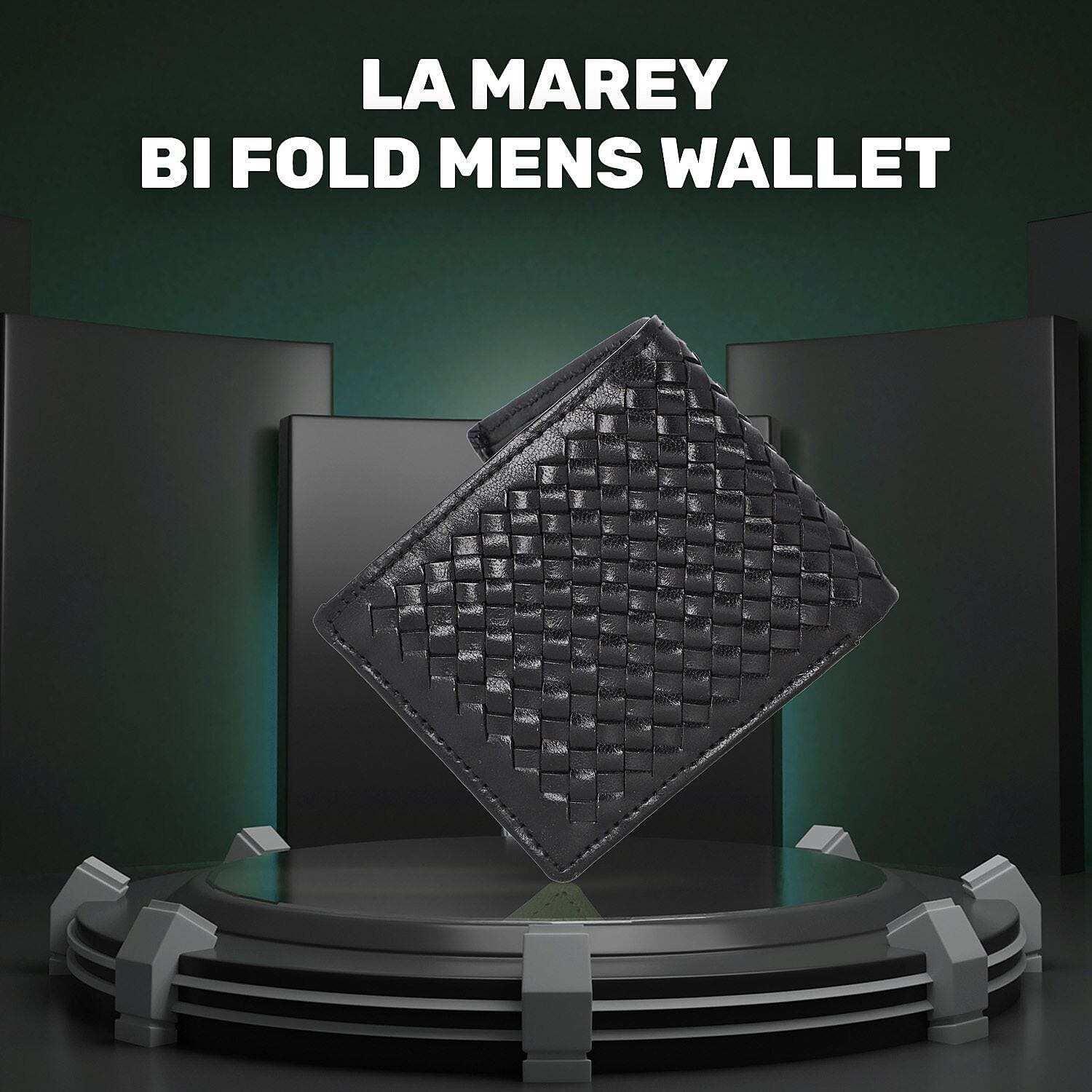 La Marey Hand Woven 100% Genuine Leather Bi-Fold Wallet With RFID protection