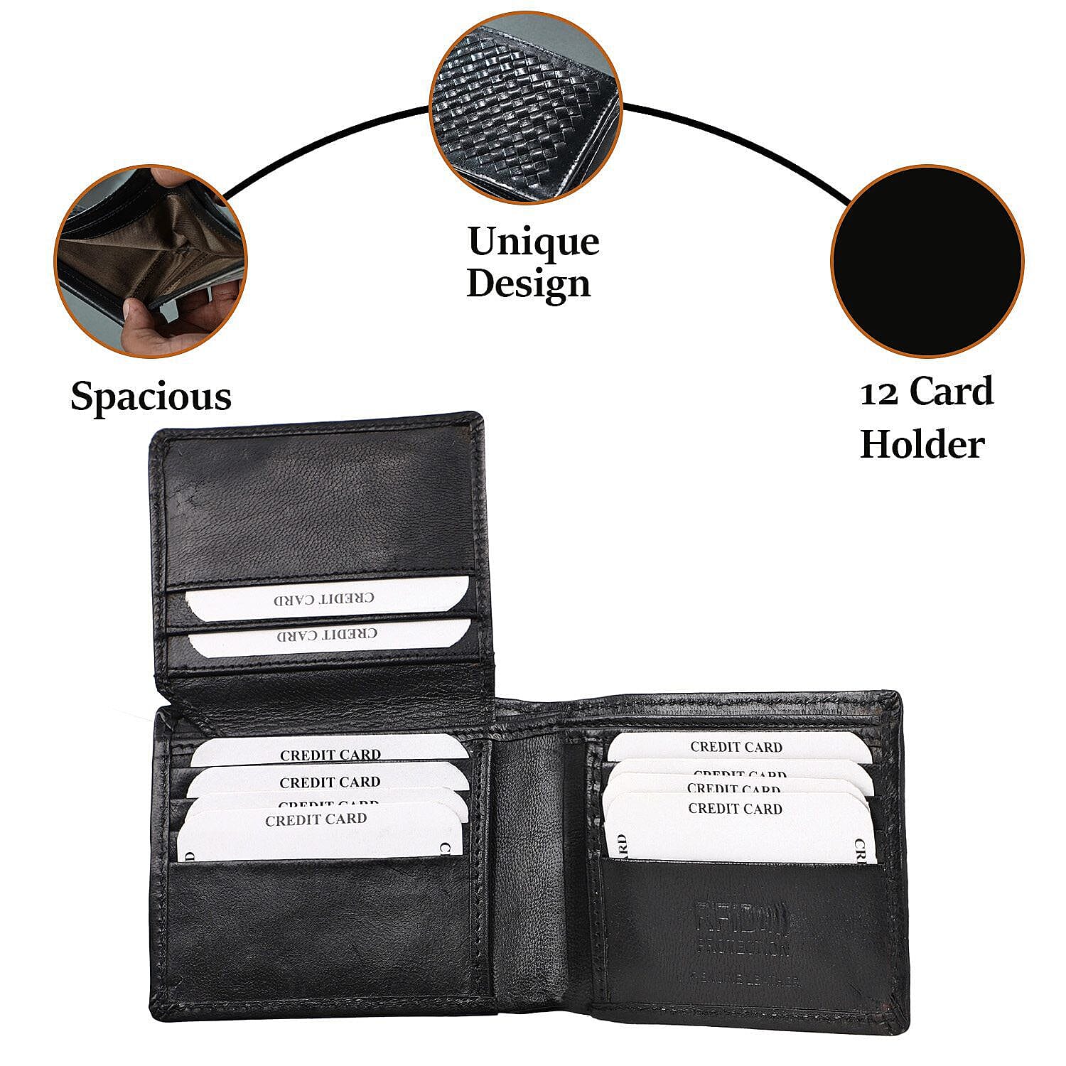 La Marey Hand Woven 100% Genuine Leather Bi-Fold Wallet With RFID protection