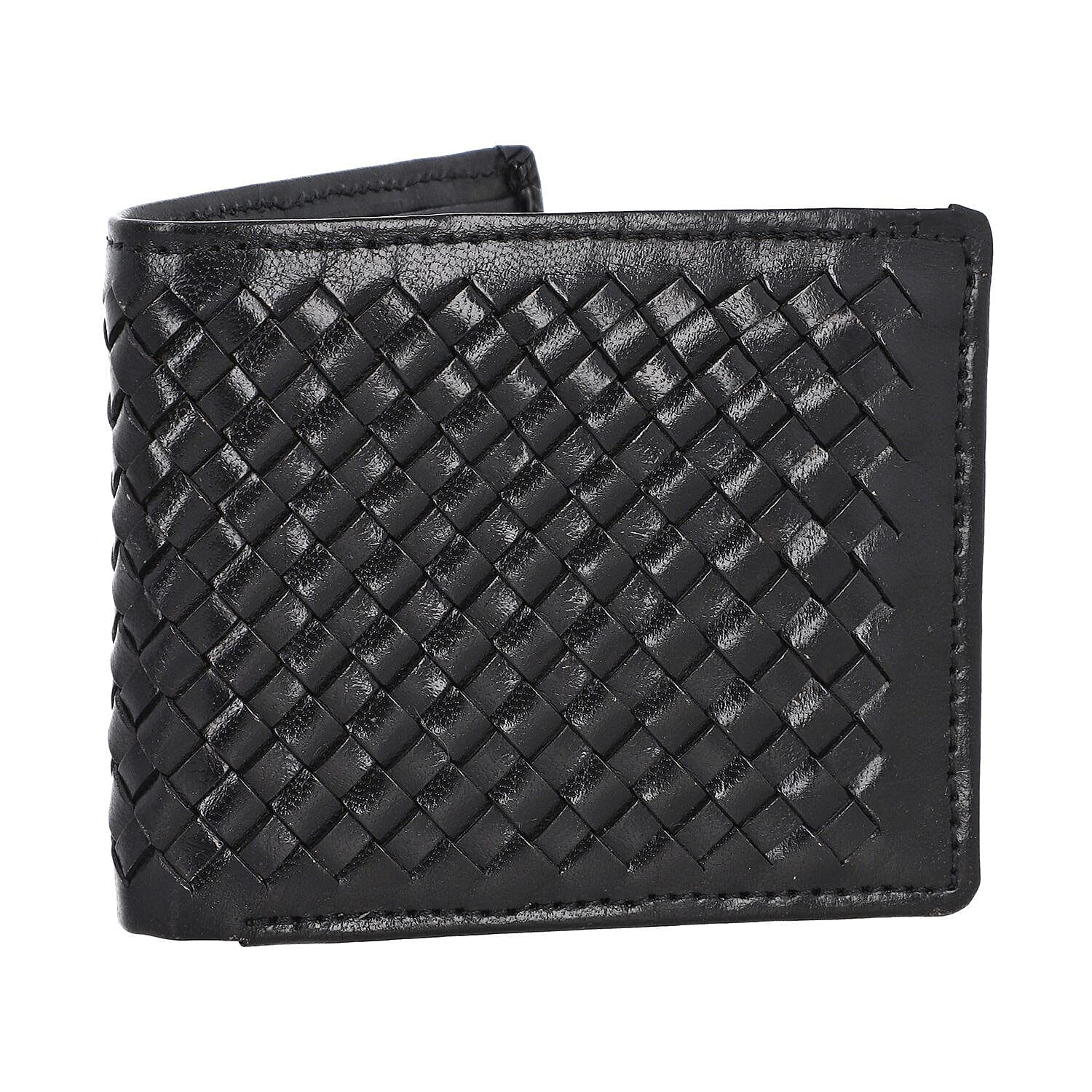 La Marey Hand Woven 100% Genuine Leather Bi-Fold Wallet With RFID protection