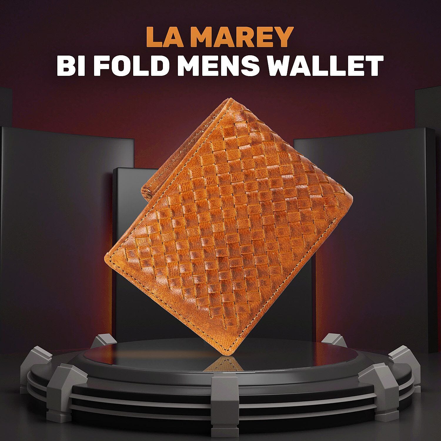 La Marey Hand Woven 100% Genuine Leather Bi-Fold Wallet with RFID protection - Brown