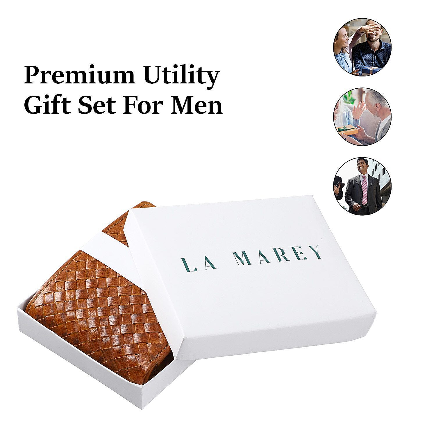 La Marey Hand Woven 100% Genuine Leather Bi-Fold Wallet with RFID protection - Brown