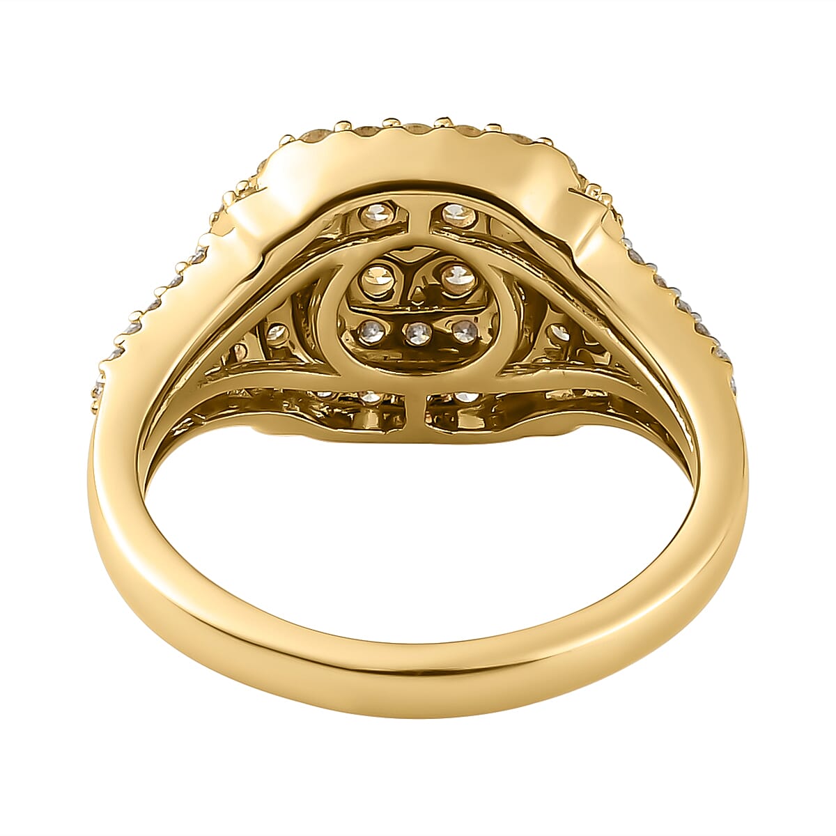 14K Yellow Gold SGL Certified Natural Yellow Diamond (I1-I2) and White Diamond (I3-G-H) Cluster Ring 1.00 Ct.