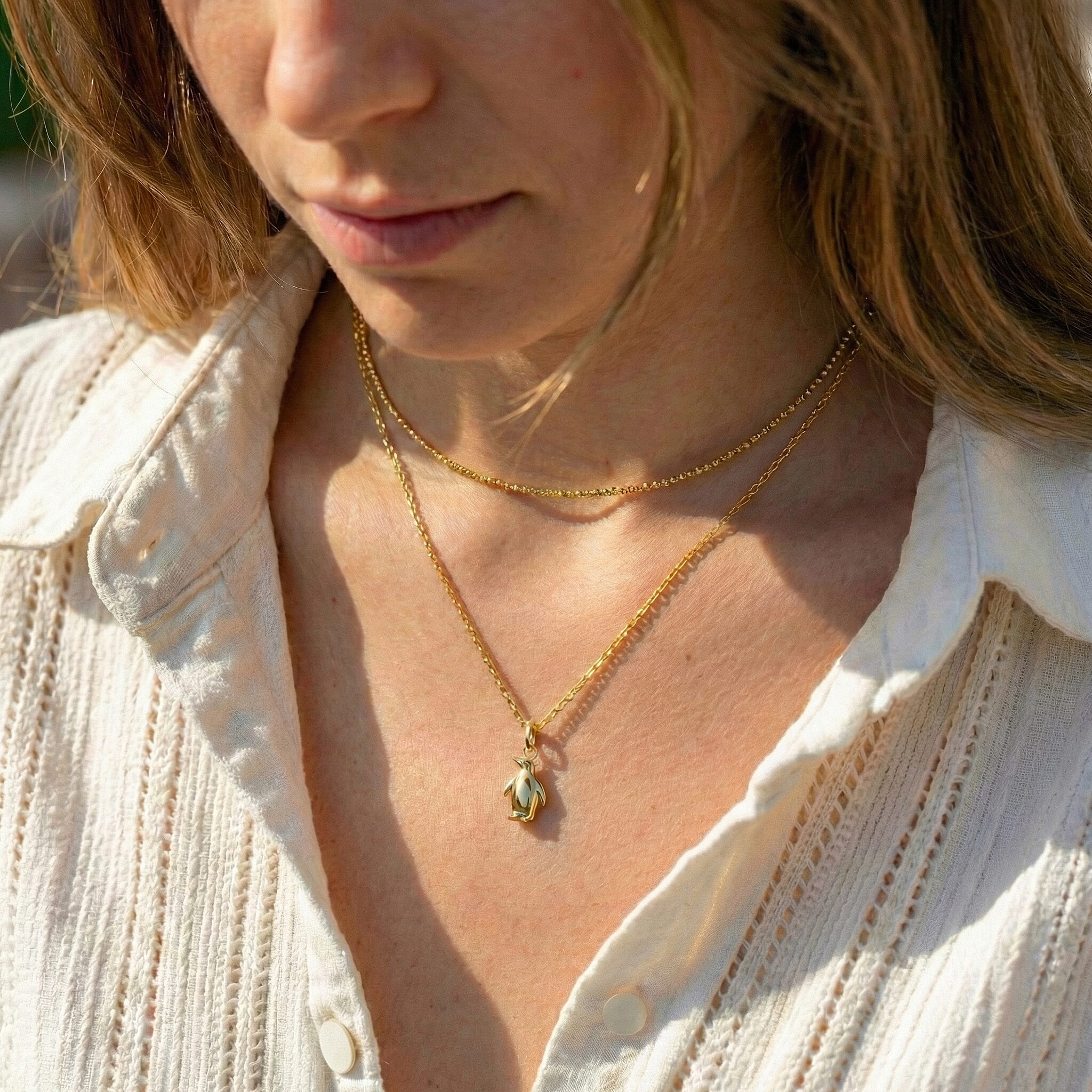 9K Yellow Gold 7mm X 15mm 'Penguin' Pendant