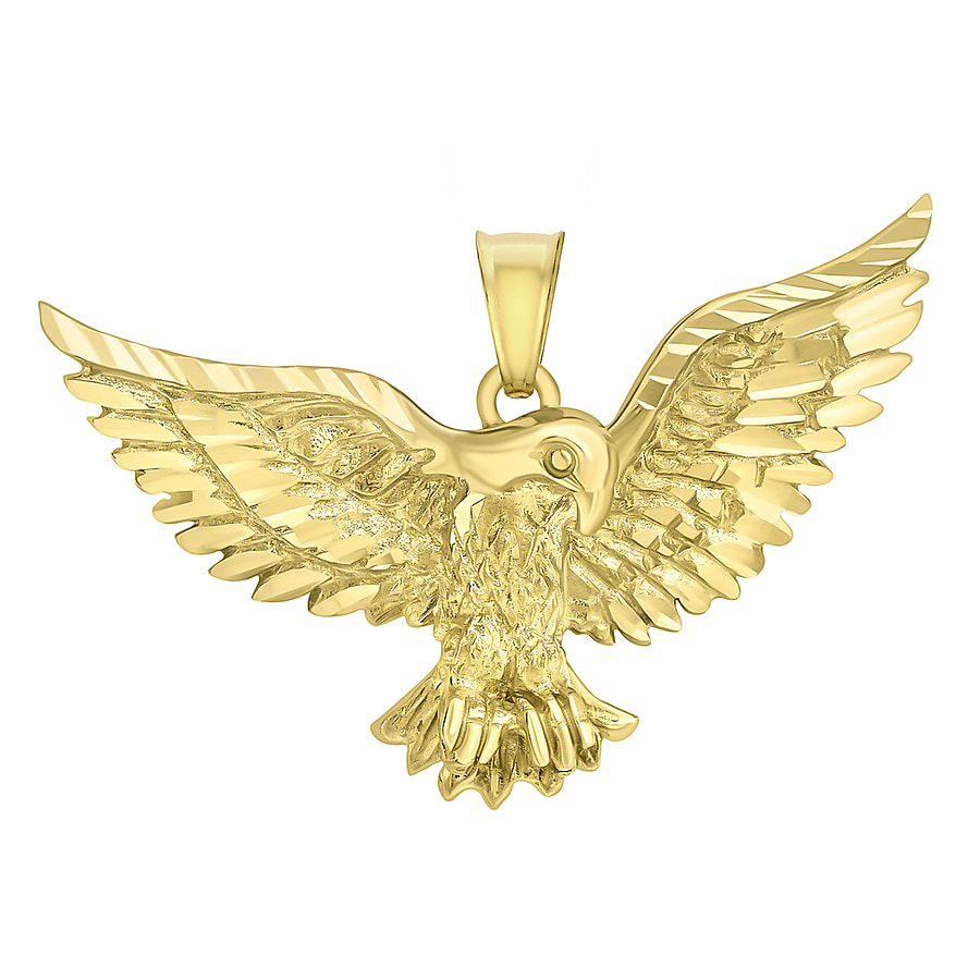 9K Yellow Gold 44mm X 27mm Diamond Cut Eagle Pendant