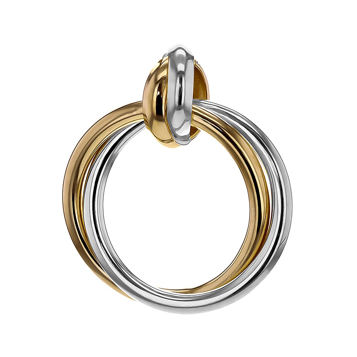 18K Two Colour Gold Yellow And White Gold Bail With 16.5mm Double Circle Pendant