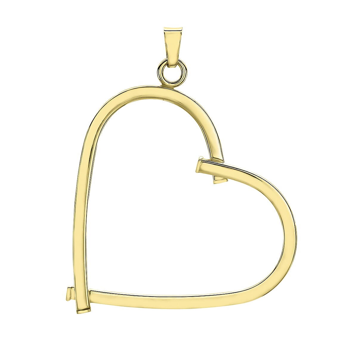 9K Yellow Gold 32mm X 38mm Square Tube Open Heart Pendant