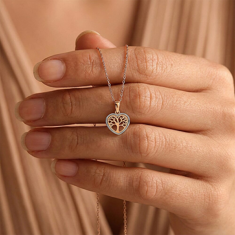 9K Two Colour Gold 13.4mm X 18mm Tree Of Life Pendant