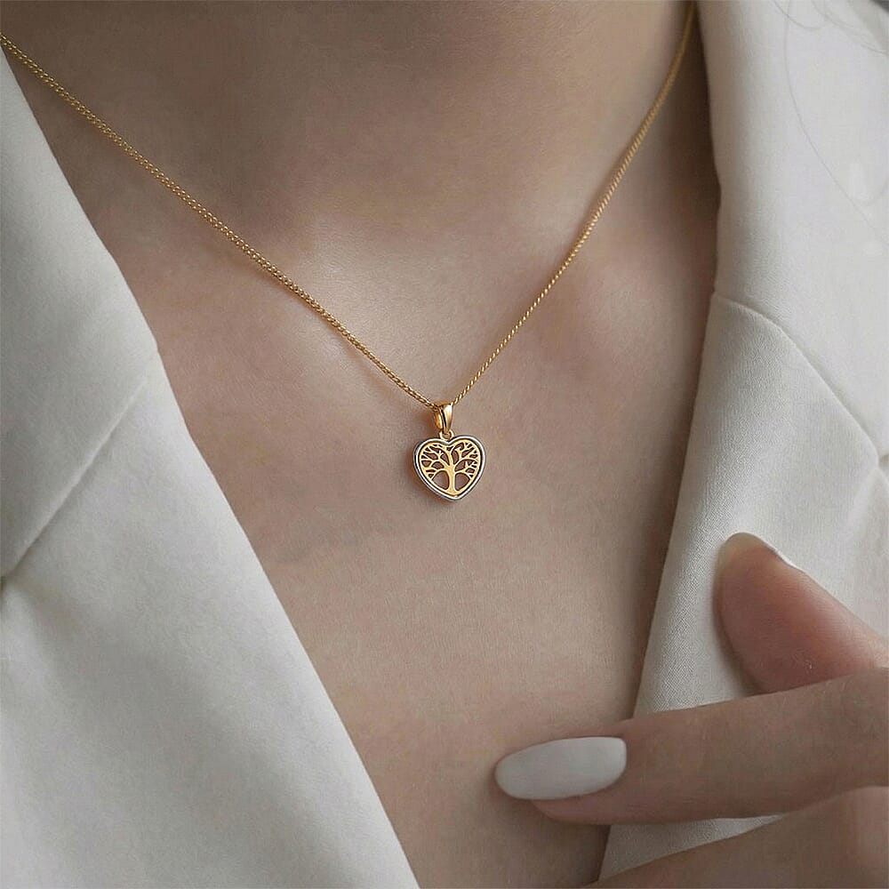 9K Two Colour Gold 13.4mm X 18mm Tree Of Life Pendant