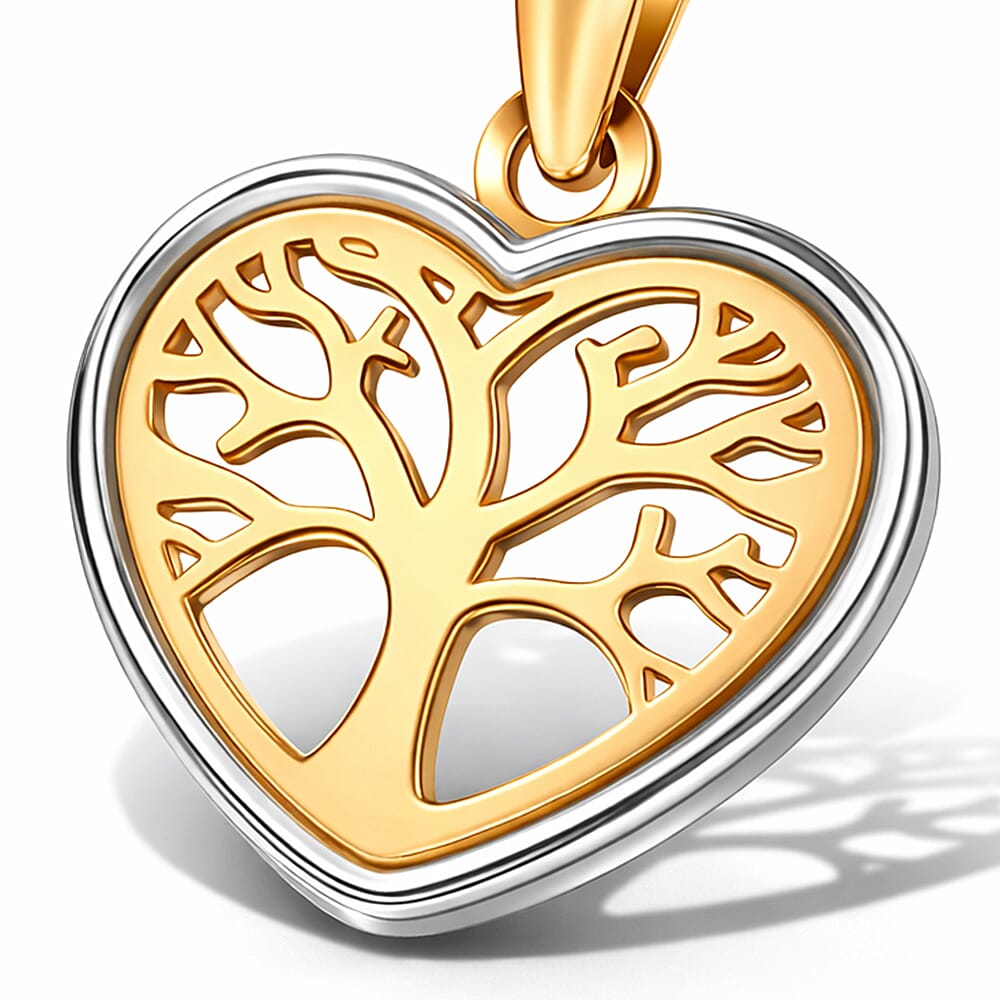 9K Two Colour Gold 13.4mm X 18mm Tree Of Life Pendant