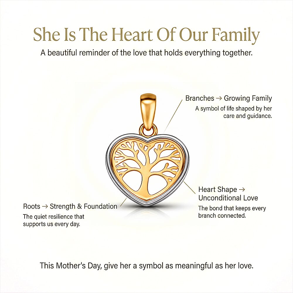 9K Two Colour Gold 13.4mm X 18mm Tree Of Life Pendant