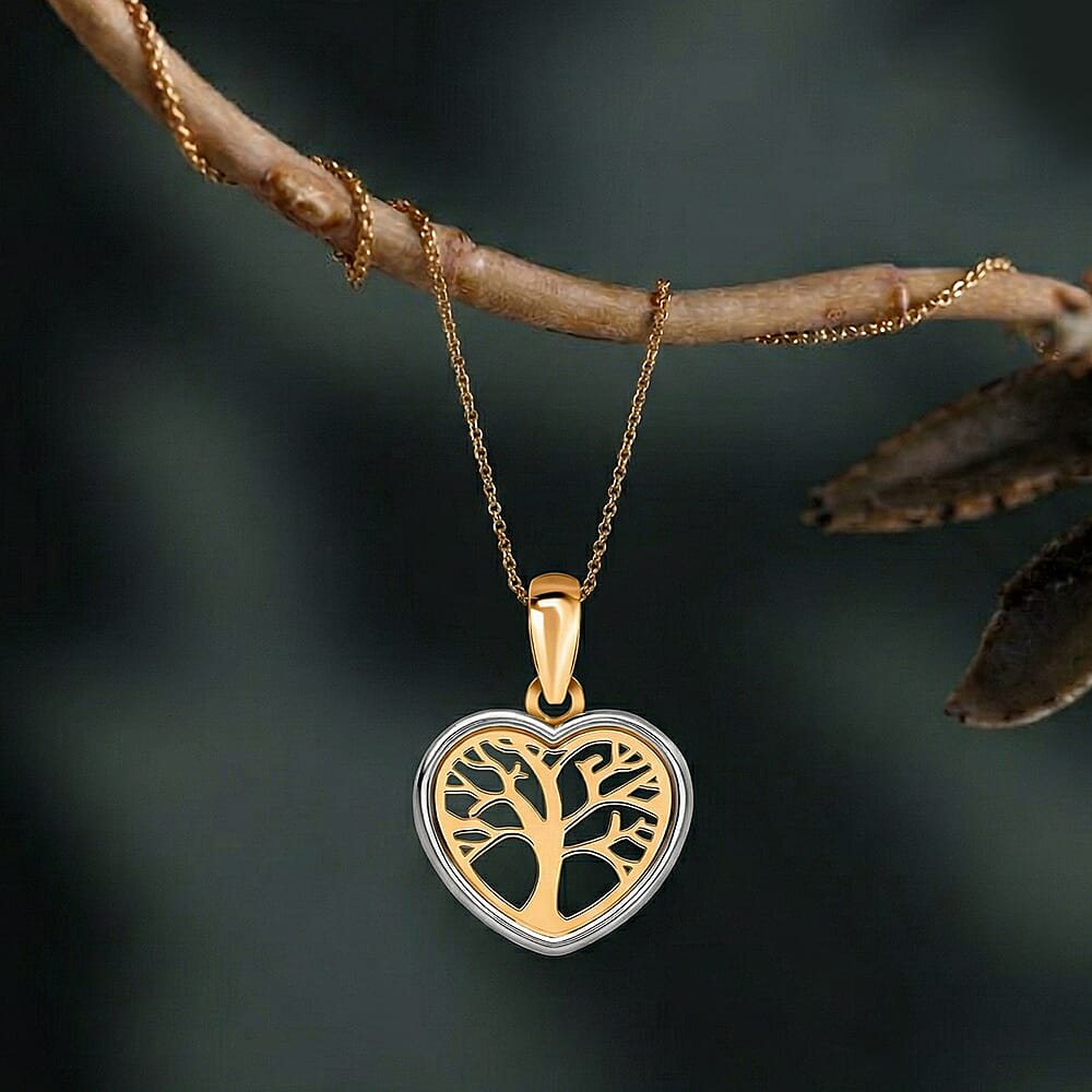 9K Two Colour Gold 13.4mm X 18mm Tree Of Life Pendant