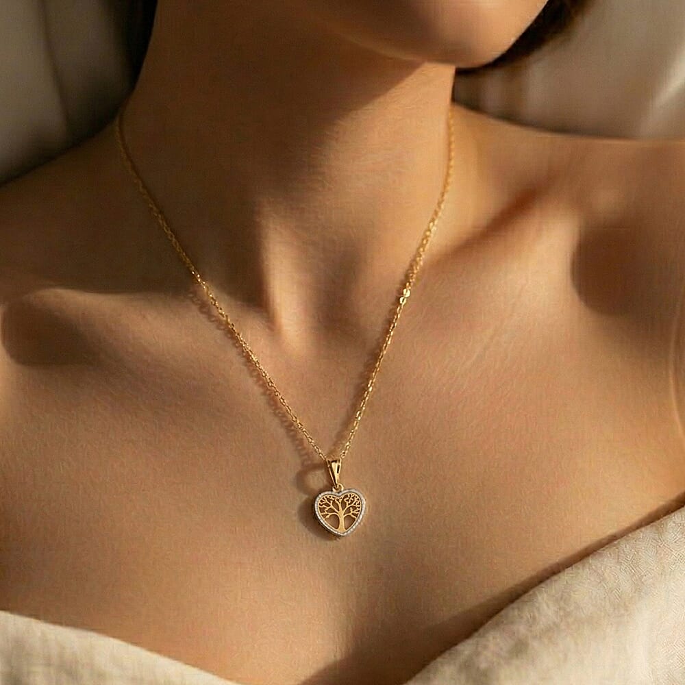 9K Two Colour Gold 13.4mm X 18mm Tree Of Life Pendant