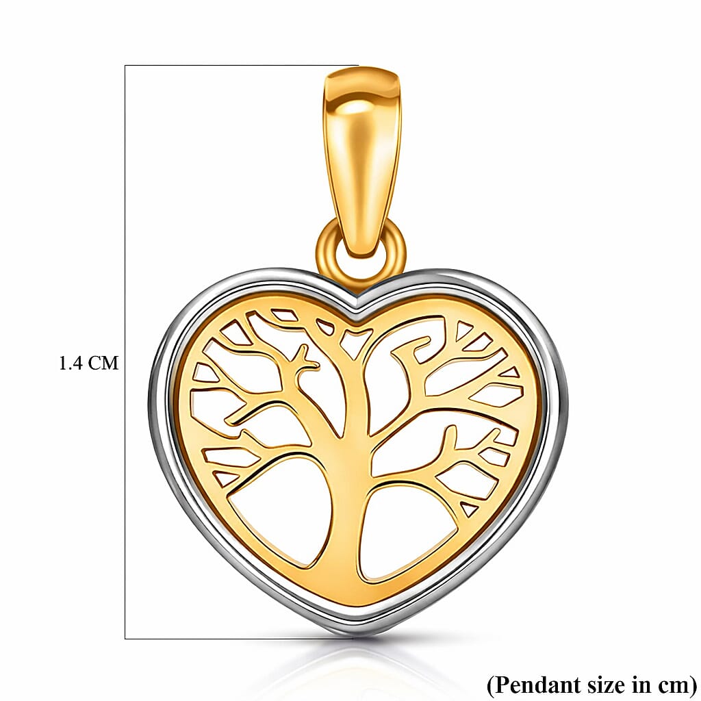 9K Two Colour Gold 13.4mm X 18mm Tree Of Life Pendant
