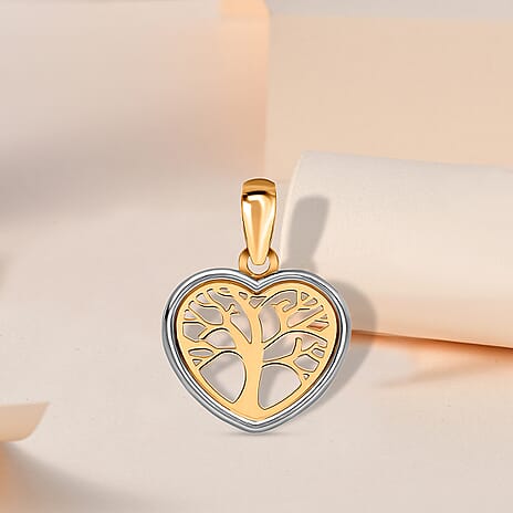 9K Two Colour Gold 13.4mm X 18mm Tree Of Life Pendant