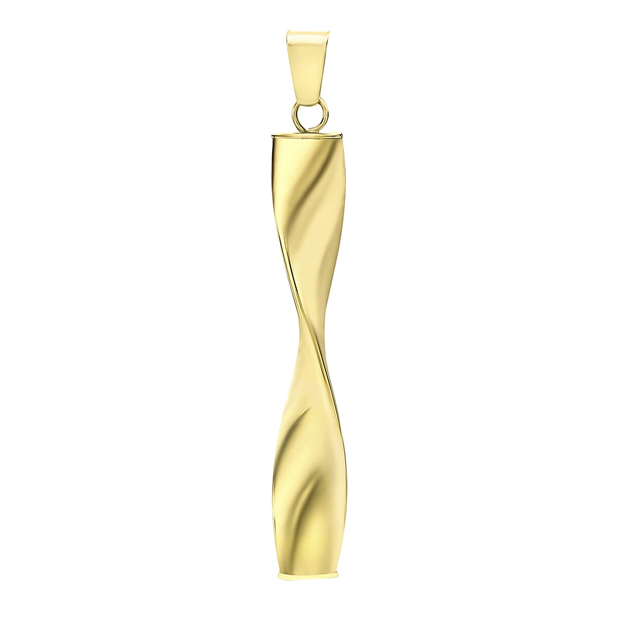 9K Yellow Gold 6mm X 44mm Twist Drop Pendant