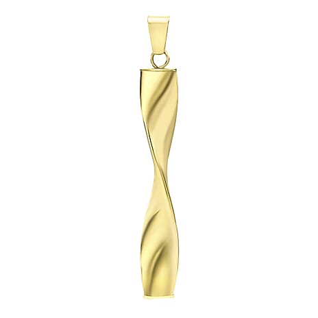 9K Yellow Gold 6mm X 44mm Twist Drop Pendant