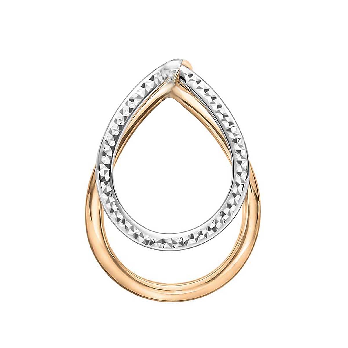 9K Two Colour Gold 20mm X 28mm Diamond Cut Double Oval Pendant