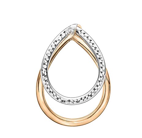 9K Two Colour Gold 20mm X 28mm Diamond Cut Double Oval Pendant