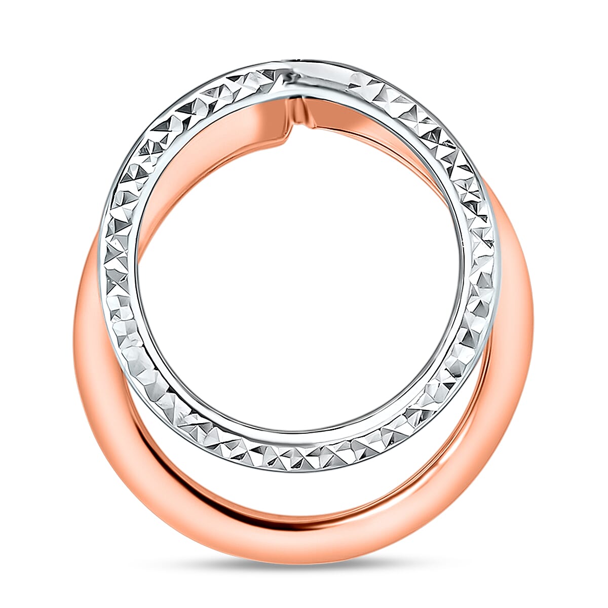 9K Two Colour Gold 18.5mm X 20.5mm Round Plain And Diamond Cut Circle Pendant