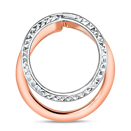 9K Two Colour Gold 18.5mm X 20.5mm Round Plain And Diamond Cut Circle Pendant