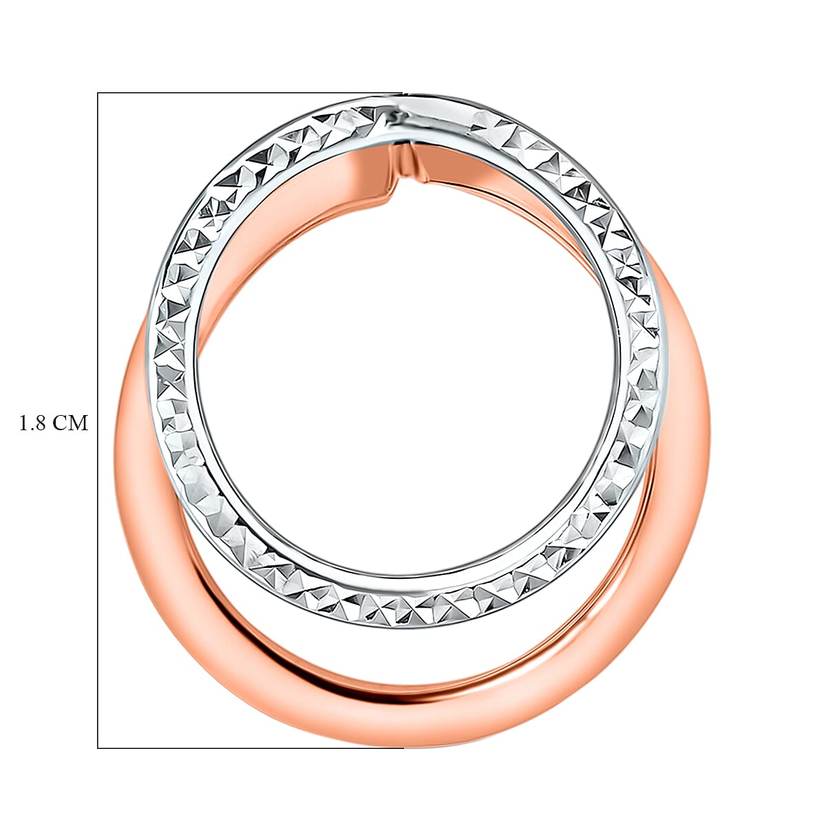 9K Two Colour Gold 18.5mm X 20.5mm Round Plain And Diamond Cut Circle Pendant