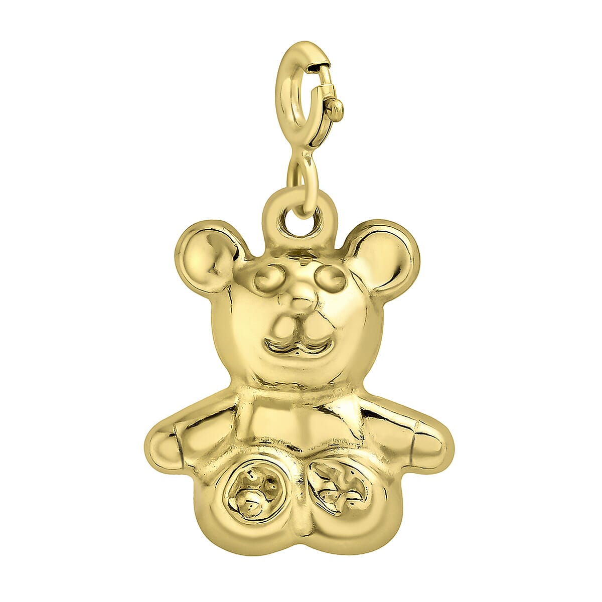9K Yellow Gold 13mm X 22mm Teddy Bear Spring Ring Charm