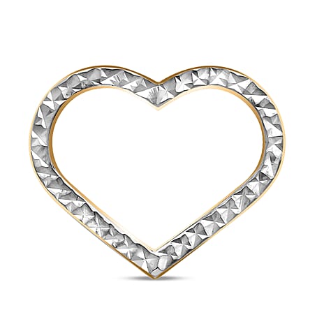 9K Two Colour Gold 16mm X 13mm Diamond Cut Open Heart Pendant