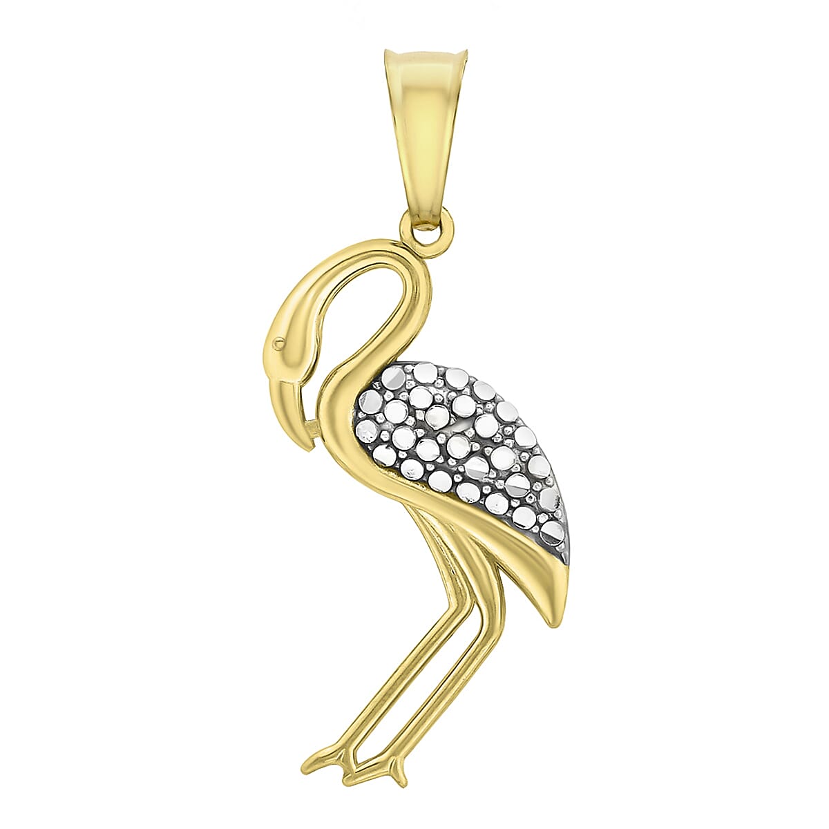 9K Two Colour Gold 12mm X 26mm Flamingo Pendant
