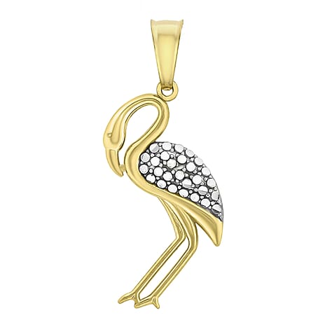9K Two Colour Gold 12mm X 26mm Flamingo Pendant