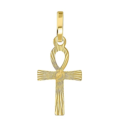 9K Yellow Gold 10mm X 22mm 'Ankh Cross' Pendant