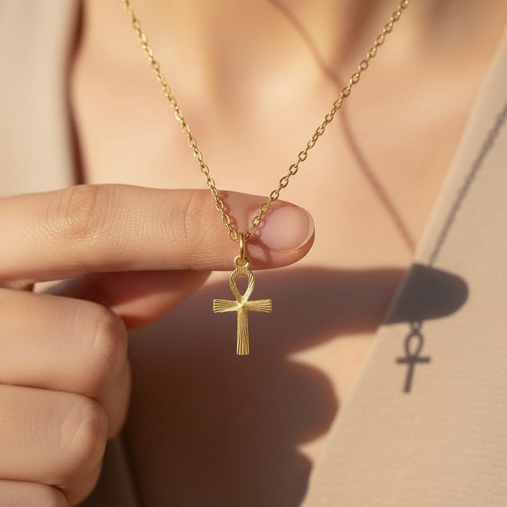 9K Yellow Gold Ankh Cross Pendant
