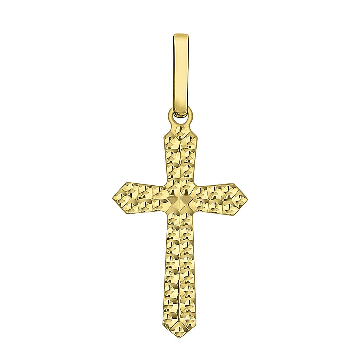 9K Yellow Gold 11mm X 24mm Embossed Cross Pendant