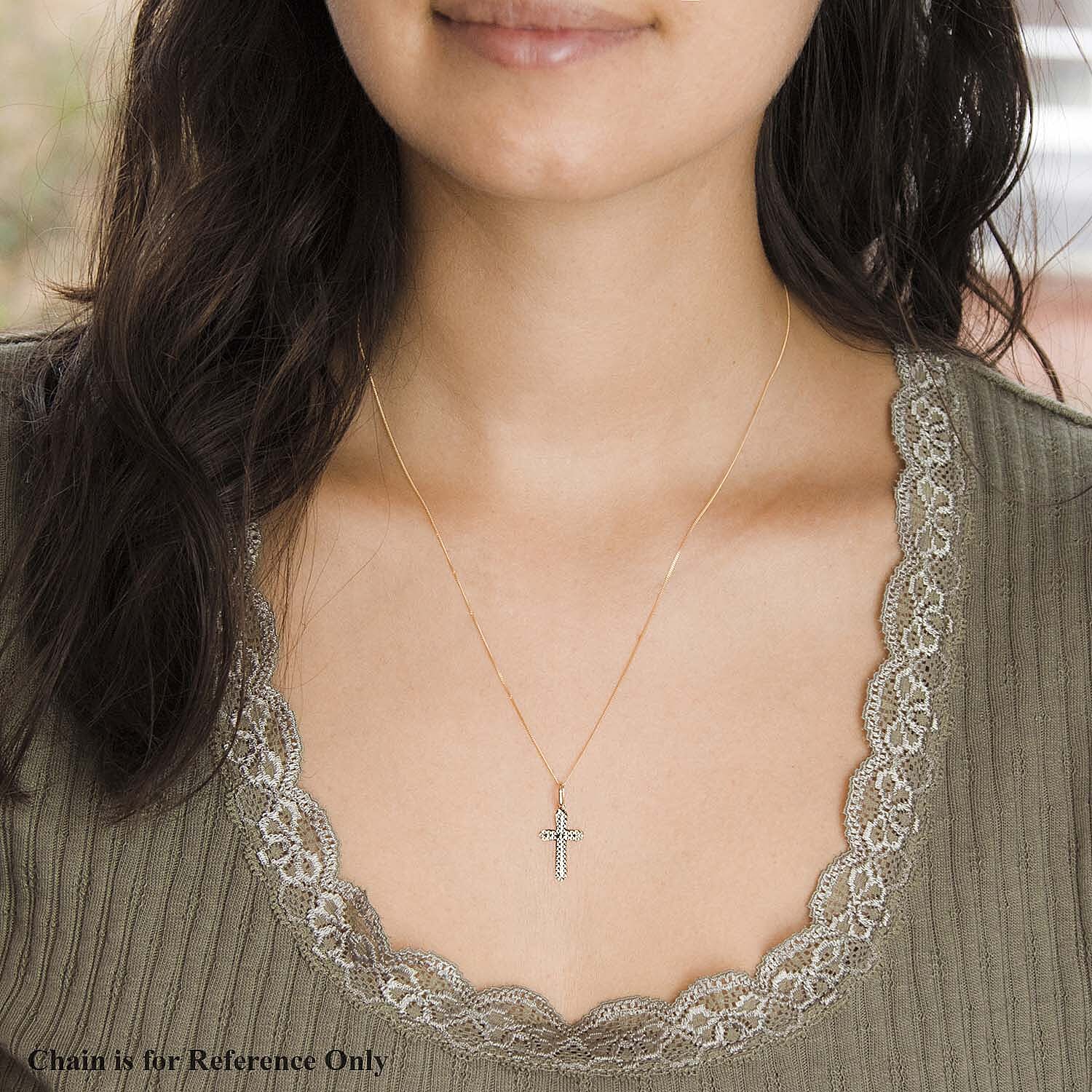 9K Yellow Gold 11mm X 24mm Embossed Cross Pendant