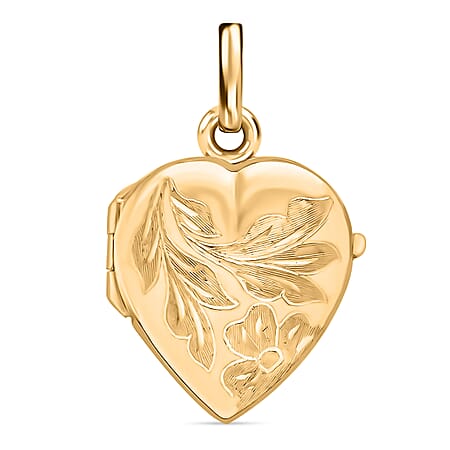 9K Yellow Gold 16mm X 25mm Engraved Flower Heart Locket 9K Yellow Gold 16mm X 25mm Engraved Flower Heart Locket