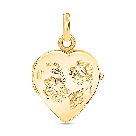 9K Yellow Gold 16mm X 20mm Daisy Detail Heart Locket