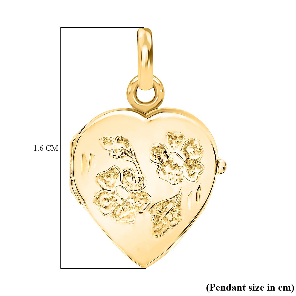 9K Yellow Gold 16mm X 20mm Daisy Detail Heart Locket