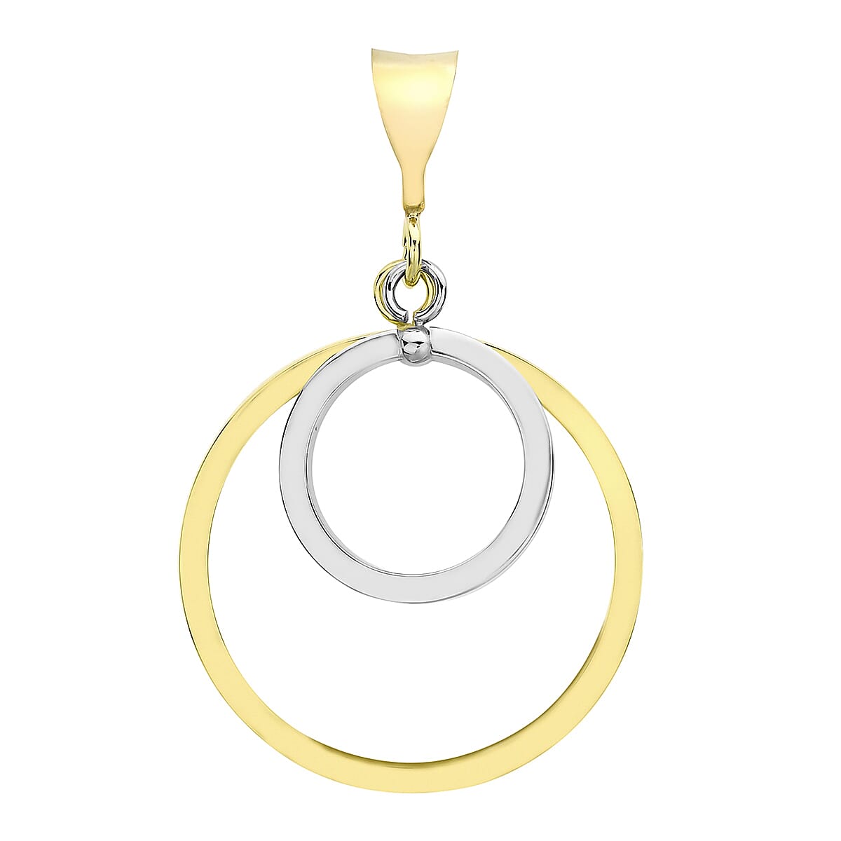 9K Two Colour Gold 22.6mm X 33.5mm Double Cutout Circle Drop Pendant