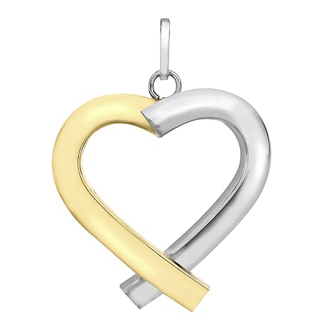 9K Two Colour Gold 26mm X 28mm Tube Heart Pendant